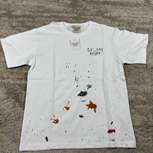 Gallery Dept White Paint Splatter Distressed Tee Mens Large